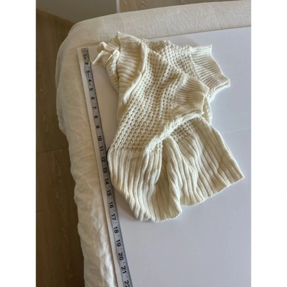 Y2K‎ Belted Chunky Knit Shrug Top Womens Knit White S